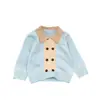 Chamarra suéter estilo coreano, elegante, para niños, con bloques de color retro y cuello polo, pantalones casuales versátiles de pierna recta con borde enrollado para otoño