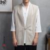 Outono e inverno de 2022 Novo estilo chinês masculino cor sólida algodão e linho Hanfu Terno Tang masculino linho retrô colete moderno masculino