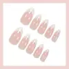 Uñas Vestibles Simples de Perla Europeas y Americanas Más Vendidas Francesas de Almendra de Gama Alta Uñas Postizas 24 Piezas Uñas Vestibles Terminadas Venta al por Mayor