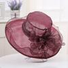 Sombrero de Sol de Malla Floral Europeo y Americano de Verano Protección Solar para Playa Sombrero de Sol para Mujer Sombrero de Copa de Organza Fabricante Venta al por Mayor