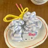 Elástico de Cabelo Scrunchie Verão Fresco Azul e Branco de Bolinhas Doce Menina Rabo de Cavalo Laço de Cabelo Renda Corda de Cabelo Acessório de Cabelo Elástico