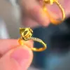 Anillo de estrella corazón microincrustado estilo joyería de oro para mujer, anillo con forma de corazón facetado, anillo de tres oros con forma de corazón, regalo para novia