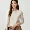 ¡Viaje sencillo! Suéter de Cachemira Nuevo de Punto Trenzado con Cuello Redondo para Mujer Otoño/Invierno Suéter de Punto Pullover Capa Base Adelgazante