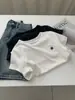 Camiseta de Algodón Tencel con Bordado de Letras Minimalista Estilo Coreano para Mujer, Hombro Normal, Manga Corta, Versátil para Verano, Corte Ajustado Elástica, Versión Pequeña