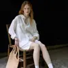 Camisa Blanca de Lino Estilo Old Money para Mujer, Primavera y Verano, Conjunto Relajado y Lujoso de Camisa y Shorts de Algodón y Lino con Protección Solar