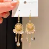 Brincos de Gancho Flor Rosa Estilo Doce com Borla Exquisitos Leve Luxo Sensação de Alto Padrão Brinco de Design de Nicho Criativo Versátil Acessórios