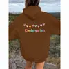 Moletom com Capuz Temuwish Amazon para Comércio Exterior Transfronteiriço com Coração Colorido e Texto de Jardim de Infância nas Costas