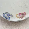 Anillo de Flor de Lujo Ligero Francés para Mujer Diseño de Nicho Abierto Ajustable Anillo para Dedo Índice Dedo Rosa Azul de Gama Alta
