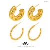 Pendientes de aro irregulares en forma de C, estilo europeo y americano, diseño retro, chapados en oro real de 18 quilates, en cobre, disponibles en stock.