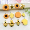 Colgante de Resina de Girasol Margarita Creativa Abeja DIY Accesorios de Joyería Hechos a Mano Pendientes Collar Llavero Colgante