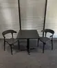 Combinación de Mesa y Sillas para Exteriores Tienda de Té con Leche Negra Mesa para Exteriores Patio de Ocio al Aire Libre Balcón de Plástico para Exteriores Impermeable y Protección Solar