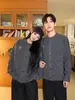 2025 Nuevo Otoño Estilo Coreano Parche Bordado Estilo Perezoso Chaqueta de Punto Gris Estilo Juvenil Ropa de Punto para Hombres y Mujeres