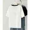 Camiseta de Punto de Manga Corta con Bloques de Color Floral Redonda para Mujer Talla Grande Verano Nueva Versátil 100 kg para Chicas Gorditas 9683