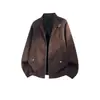 Chaqueta de Cuero Sintético Tie-Dye Desgastada Estilo Retro Americano Suelta para Hombre Primavera Otoño Marca de Moda Oversize Solapa Chaqueta de Motociclista Ancha