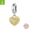 Dije plateado plata esterlina 925 cuentas en forma de corazón tejido separación de color colgante de amor pulsera diy dije con cuentas