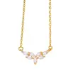 Collar con Colgante de Flor Tridimensional de Circonita que No se Desvanece, Cadena para Clavícula de Pétalo de Moda Versátil para Mujer Chapada en Oro de Lujo Ligero