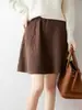 Nueva Falda de Punto de Lana Pura para Mujer Otoño/Invierno 2026, Color Sólido, Falda Corta de Línea A de Cintura Alta Adelgazante