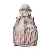 Chaleco de Bloqueo de Color de Secado Rápido con Cuello Alto para Hombre, Chaleco Casual Deportivo al Aire Libre Estilo Montaña con Capucha Desmontable