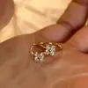 Brincos de Prata Esterlina S925 Trevo de Quatro Folhas Brincos de Diamante de Alto Carbono Moda Ins Personalidade Cruz Zircônia Micro-Cravejada Acessórios de Brinco Simples