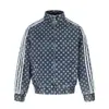 Chaqueta Retro Europea y Americana para Hombre Estilo Primavera y Otoño Estampado Completo Puntos Dispersos Cinta Tejida Patchwork Tres Rayas Cuello Alto Cremallera Chaqueta Marca de Moda