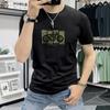 Marca de Moda Camiseta de Manga Corta para Hombre Explosiva 2025 Nueva Moda de Verano Combinable Estampada Ajustada Manga Corta Cuello Redondo