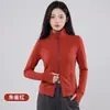 Estilo Nuevo de Otoño Chaqueta con Cremallera y Cuello Alto de Lana y Seda Cálida Agradable a la Piel Top Deportivo Delgado para Yoga