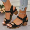 Sandalias europeas y americanas de tacón grueso para mujer, 2026 comercio exterior transfronterizo verano nuevo sandalias de tacón alto de tacón grueso talla grande para mujer