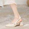 Sandálias Fechadas Estilo Francês para Mulheres, Novo Modelo de Verão 2026, Salto Médio Bloco, Adequadas para Combinar com Vestidos, Sandálias Romanas de Salto Alto