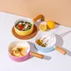 Tigela Cerâmica com Alça Única Tigela Salah Tigela Doméstica para Legumes Tigela com Cabo de Madeira Tigela para Macarrão Instantâneo de Dormitório Tigela de Arroz Tigela de Sopa