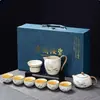 Lujo Ligero Gama Alta Horno Ru Juego de Té Kung Fu para el Hogar Cerámica China Tetera Taza de Té Bandeja de Té Pequeña Regalo