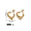 Pendientes Sencillos de Moda de Acero Inoxidable con Diseño Hueco Cuadrado y Corazón de Melocotón Set de Pendientes Populares para Mujer