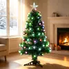 Árbol de Navidad de fibra óptica más vendido transfronterizo con luces de colores y adornos de bolas redondas esmeriladas, Decoración navideña para arreglo de escenas festivas