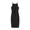 Vestido Colete Sem Manga de Temperamento Feminino Verão Novo para o Trabalho Estilo Coreano Cintura Marcada Emagrecedor Saia Longa/Curta Gentil