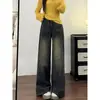 Jeans de Pierna Ancha para Mujer 2026 Otoño Nuevo Estilo Tallas Grandes Chicas Gorditas Adelgazantes Sueltos Caída Pierna Recta Apertura de Pierna Grande Pantalones Largos