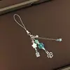 Cadena para Teléfono de Trébol de la Suerte, Llavero con Cuentas Frescas Estilo Bosque, Colgante de Bolsillo de Corazón Femenino, Colgante de Trébol de Cuatro Hojas