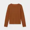 Shi Jian Malha de Base Slim Fit Lã Redonda Leve Fina Macia Pegajosa Integrada Sem Costura Feminina 2026 Outono Novo Estilo 32032