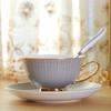 Conjunto de Xícara e Pires para Café em Porcelana Fina Estilo Europeu Conjunto de Xícara e Pires para Café em Cerâmica Dourada Xícara para Chá Preto Conjunto de Xícara e Pires para Chá da Tarde