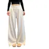 Pantalones de chándal blancos holgados de pierna ancha para mujer, cintura alta, cordón elástico, sueltos, hasta el suelo, adelgazantes para figura de pera, casual, deportivos, mixtos