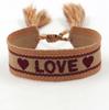 Presente de Dia dos Namorados Tamanho Ajustável Cor Fita Bordada Amor Borla Carta Charm Bracelet