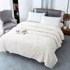 Manta Nueva de Tafetán Color Sólido con Forro de Coral para Siesta en la Oficina Manta Cálida para Cubrir Manta para Dormitorio de Estudiantes Manta para Aire Acondicionado