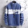 Comércio exterior transfronteiriço novo suéter masculino suéter estilo coreano moda jovem casual gola alta semi-alta suéter estampado