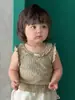 Ropa Coreana para Niños Pantalones Repelentes de Mosquitos Conjunto Nuevo de Verano para Niñas Chaleco Floral con Top y Pantalones Largos Conjunto de Dos Piezas