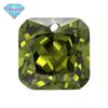Huagang gema único furo quadrado chanfro verde oliva zircão nua borda de pedra meio furo artificial superfície do anel pedra principal CZ