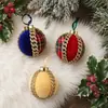 Bestseller de Amazon 8cm Adorno de Bola de Navidad Decoración de Árbol de Navidad Tela Cuadros Festivos Espuma Navideña Adorno Colgante