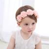 Diadema para el cabello de niños europeos y americanos, adorno para la cabeza de bebé, flor de gasa, banda elástica para el cabello, accesorios para el cabello hechos a mano, diadema de flor soluble en agua con 3 perlas