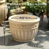 Vaso de Flores Grande de Cerâmica Vermelha Romana em Relevo Vaso Fino Respirável para Flores de Varanda Plantas Verdes Vaso Micro Lua Vaso de Flores para Grama