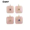 Wt-P2023 Joyería al por mayor Geométrico Piedra preciosa natural Lapislázuli Cuarzo rosa Colgante cuadrado Pequeño Circonita Incrustada
