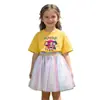 Conjunto de Manga Corta para Niña de K-Pop Transfronterizo Nuevo Estilo Tutú de Malla para Bebé Vestido Dulce de Princesa Moderno