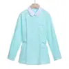 Cárdigan estampado cuello inferior ropa de enfermera Hospital doctor traje de manga larga con abertura ropa de trabajo de invierno ropa de belleza