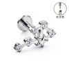 Aretes de Aleación de Titanio F136, Aretes Largos Finamente Tallados para Hélice Auricular, Piercings para Labio con Circonita, Joyería para Piercings Corporales de Titanio G23